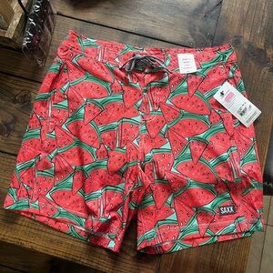 Men’s NWT Saxx bathing suit size 32 with built  in briefs